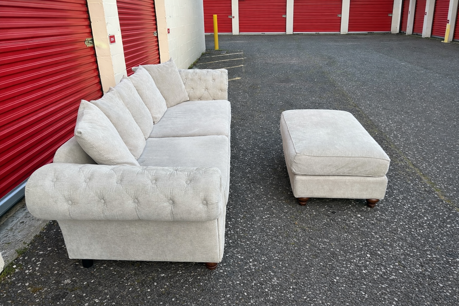 Next Chesterfield 4 Seater Sofa & Foot Stool