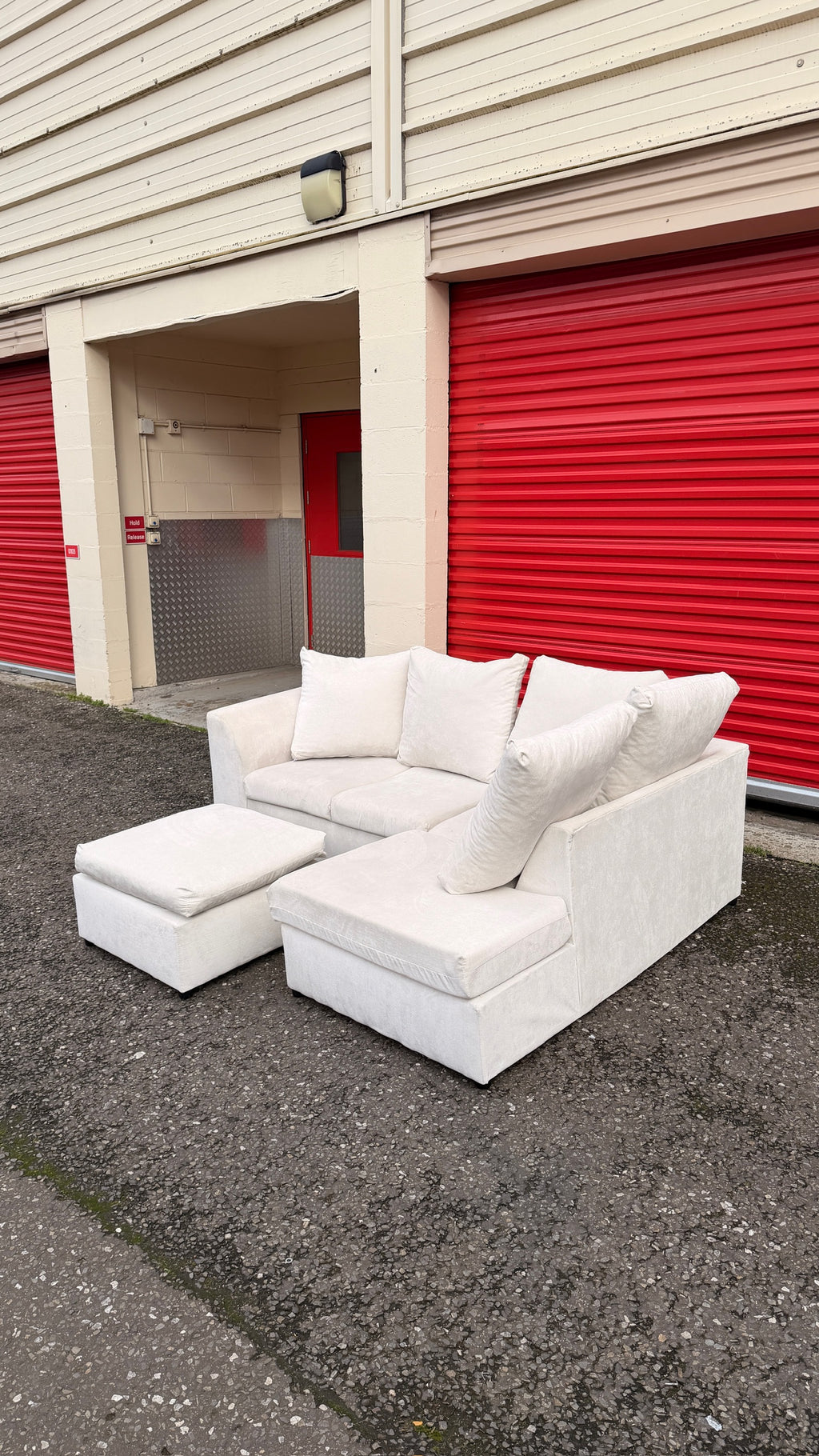 Light Cream Sofa Club Corner Sofa & Footstool