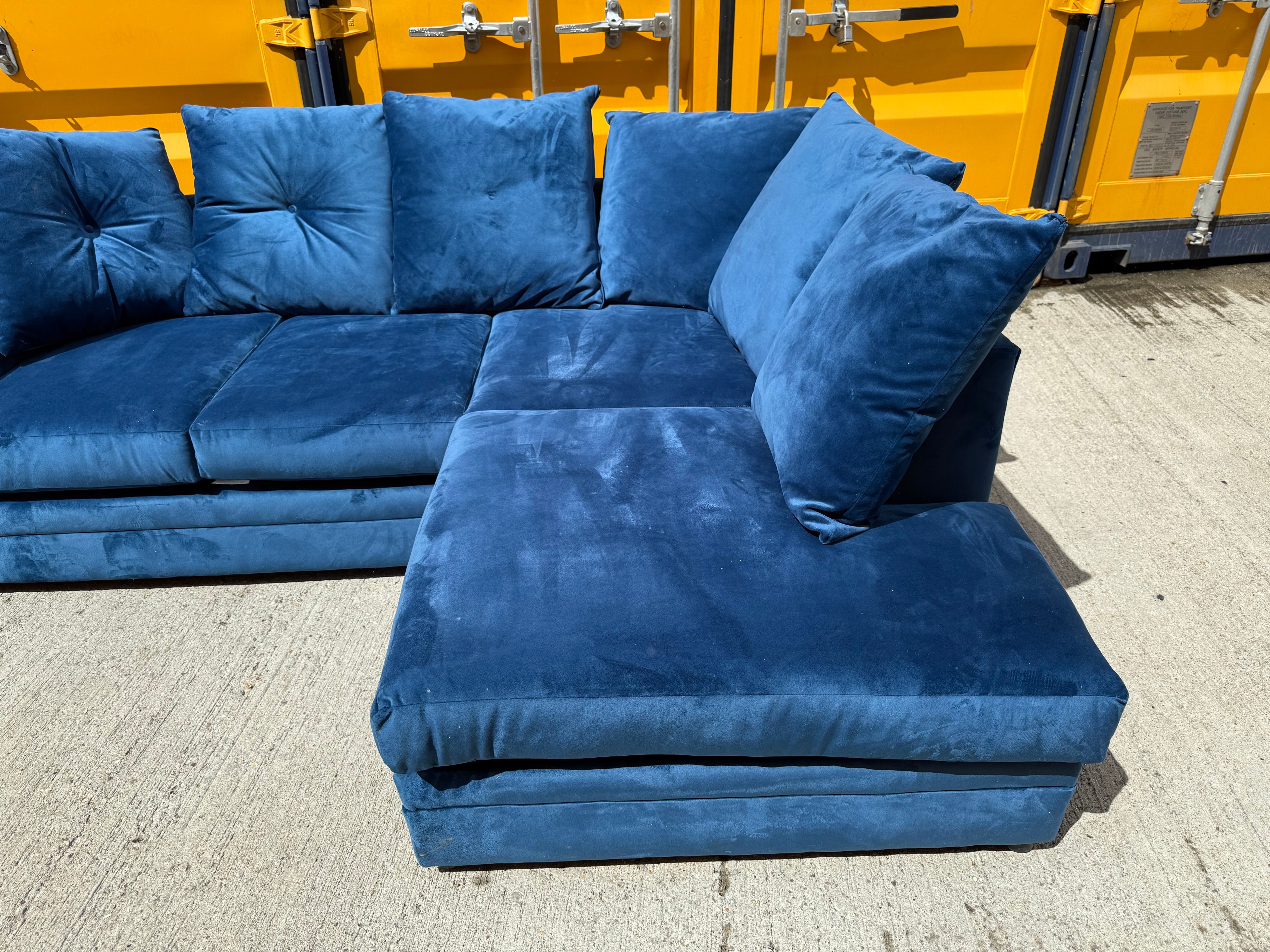Blue Velvet Corner Sofa