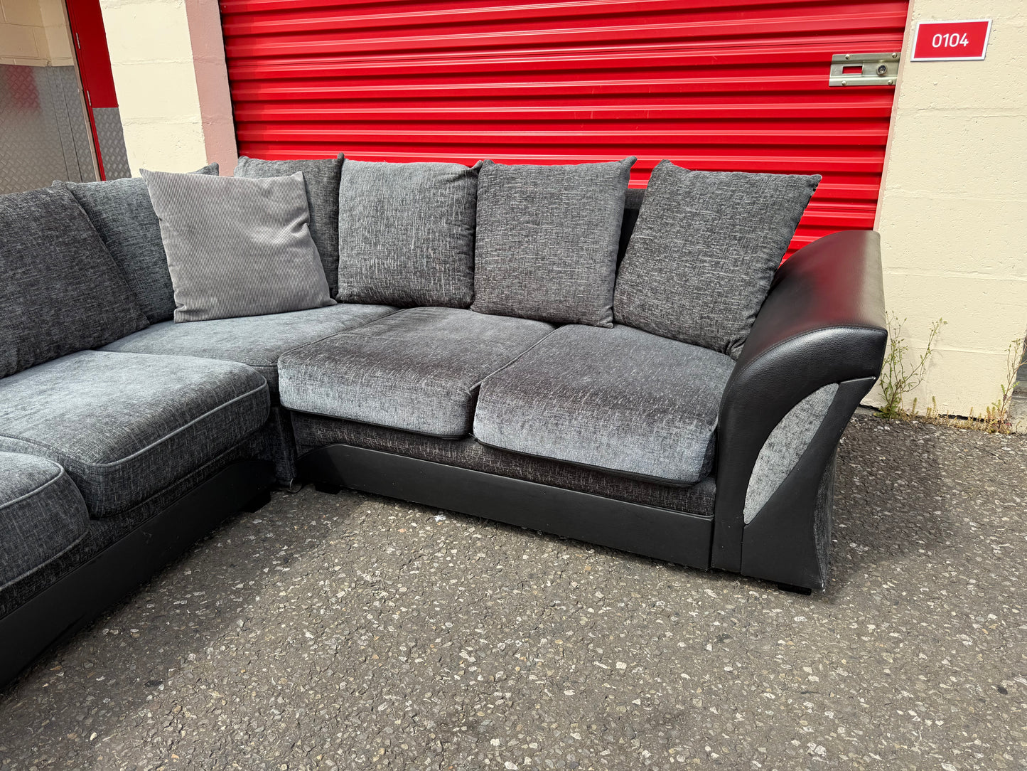 Grey & Black Corner Sofa