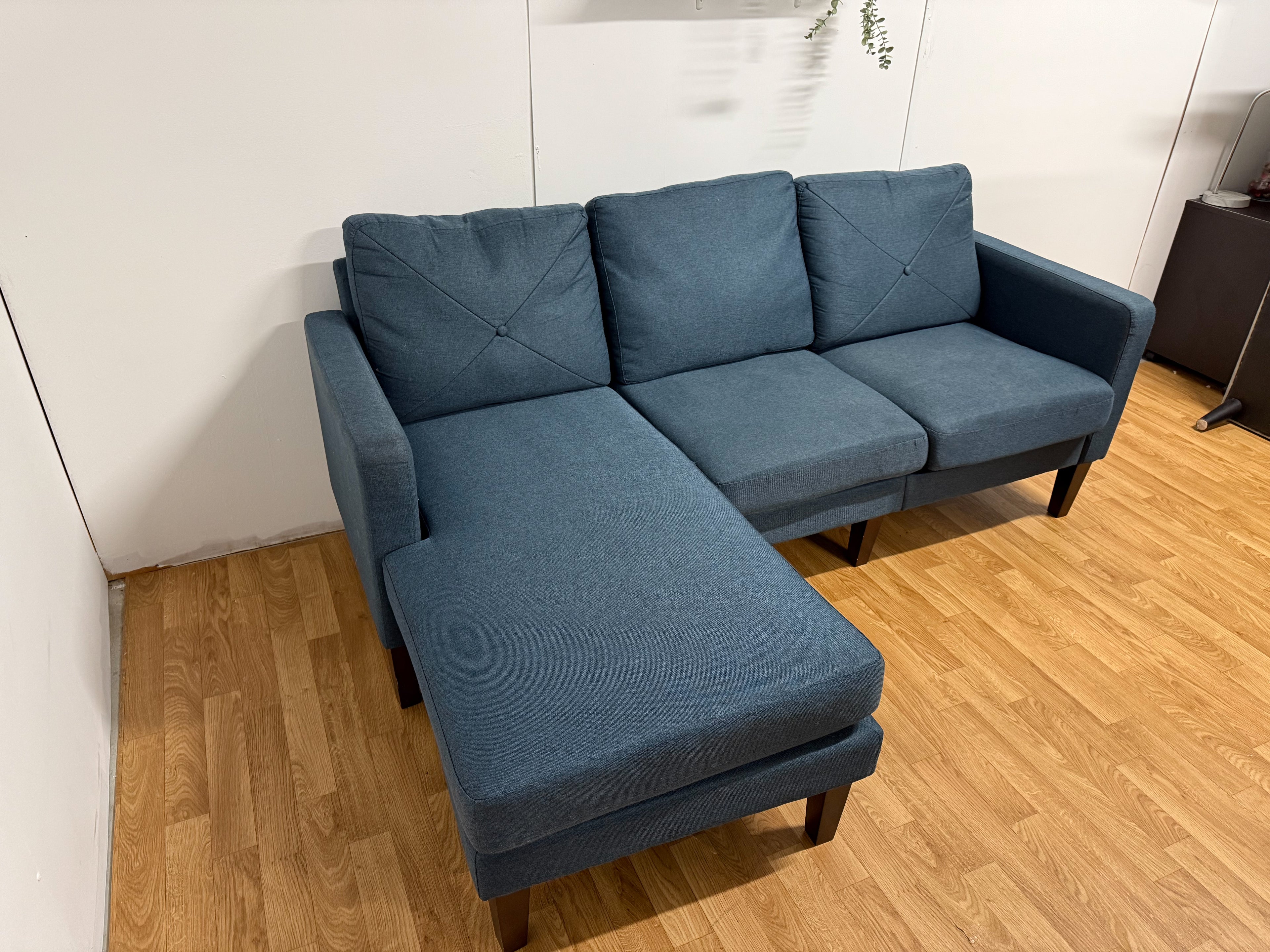 Compact Blue L Shape Sofa