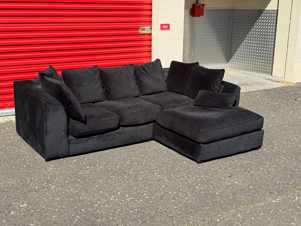 (Ex-Display) Plush Black Corner Sofa