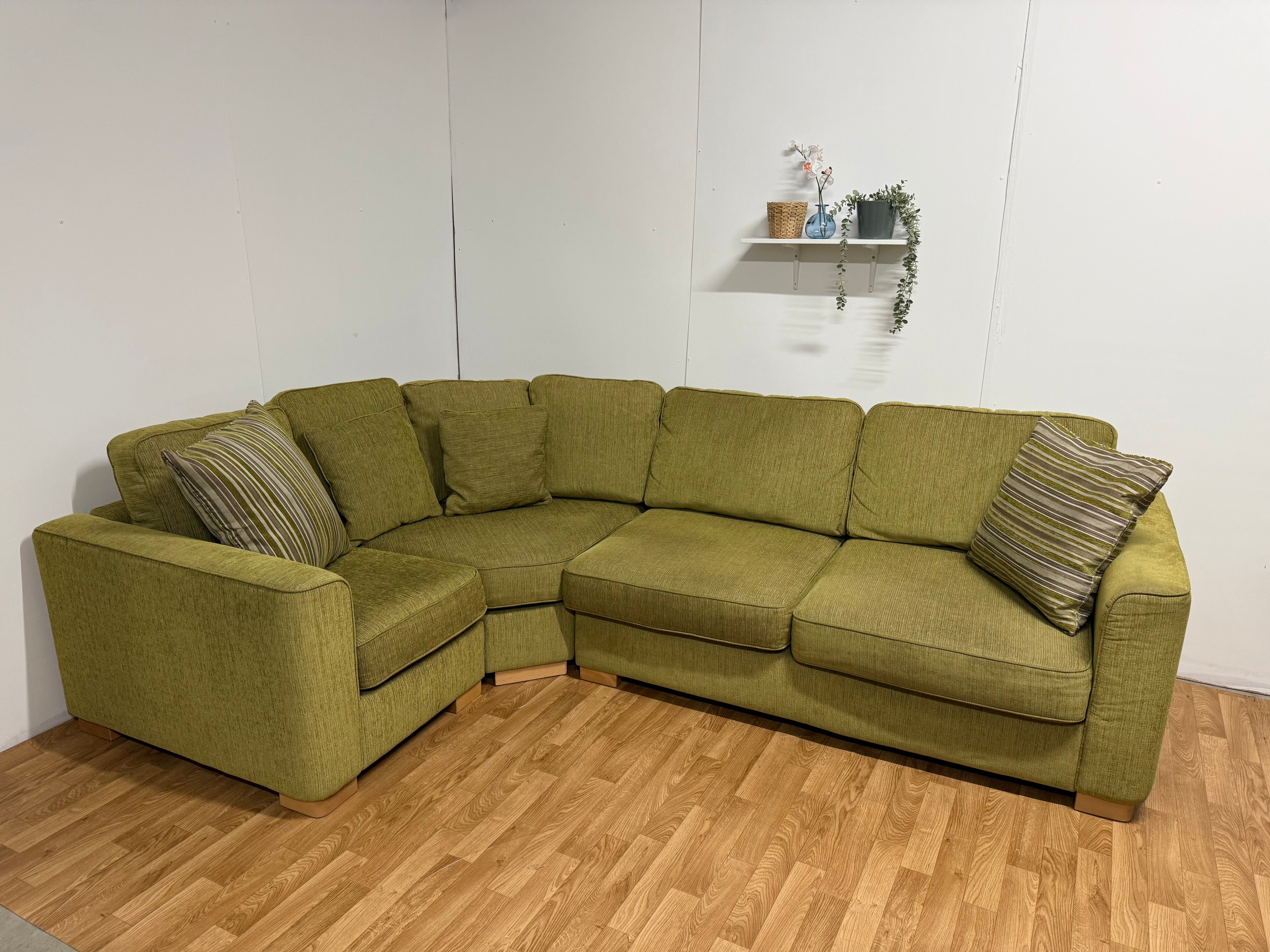 Furniture Village Olive Green Corner Sofa