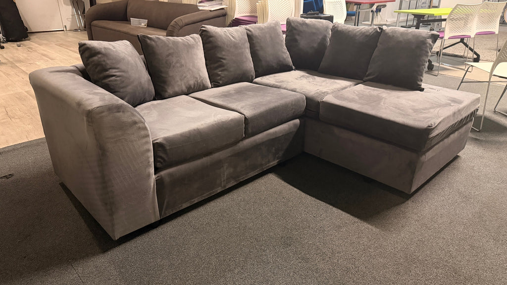 Grey Velvet Corner Sofa