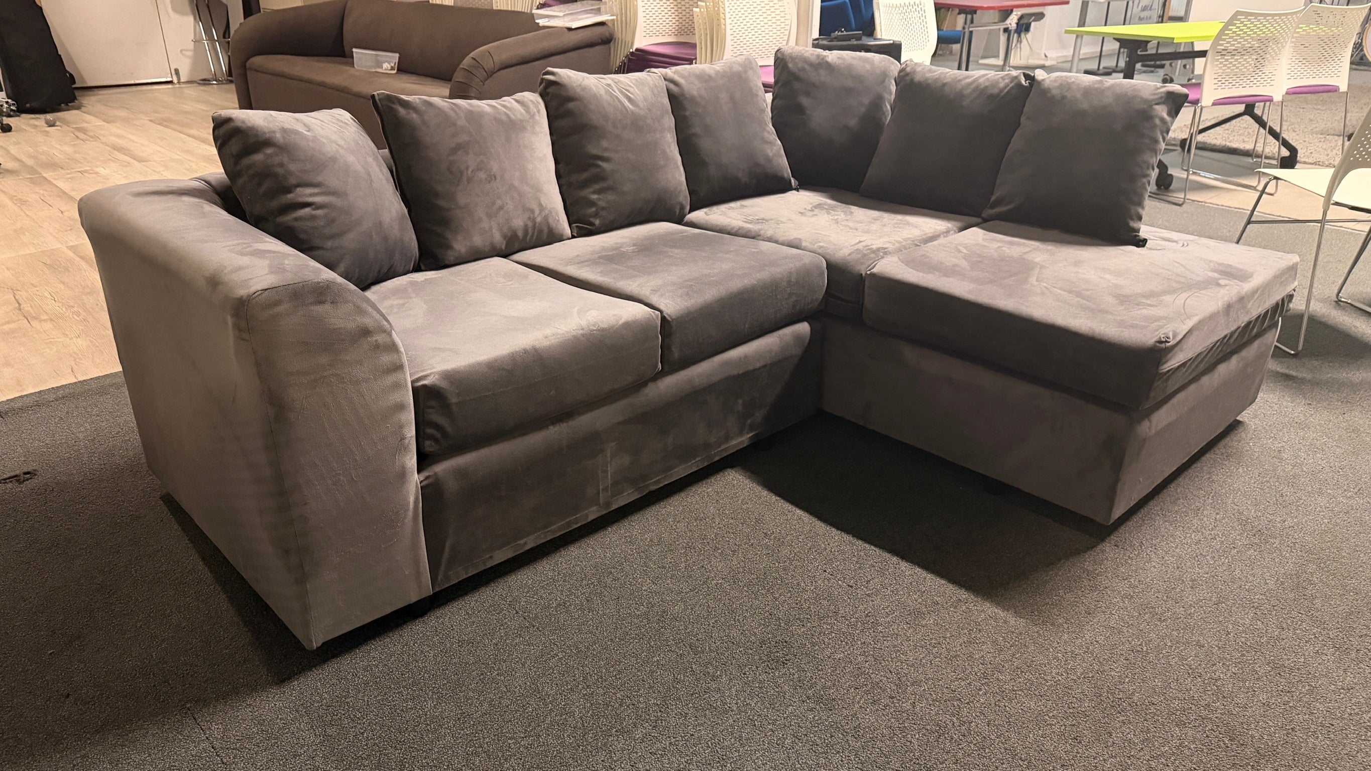 Grey Velvet Corner Sofa