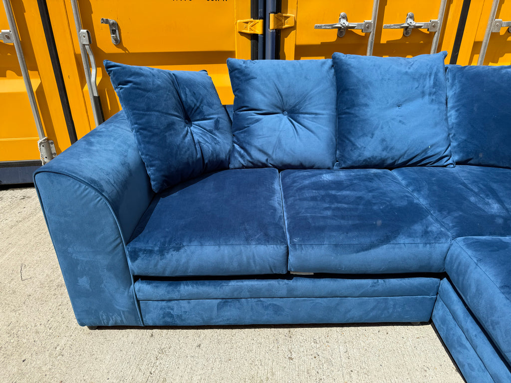 Blue Velvet Corner Sofa