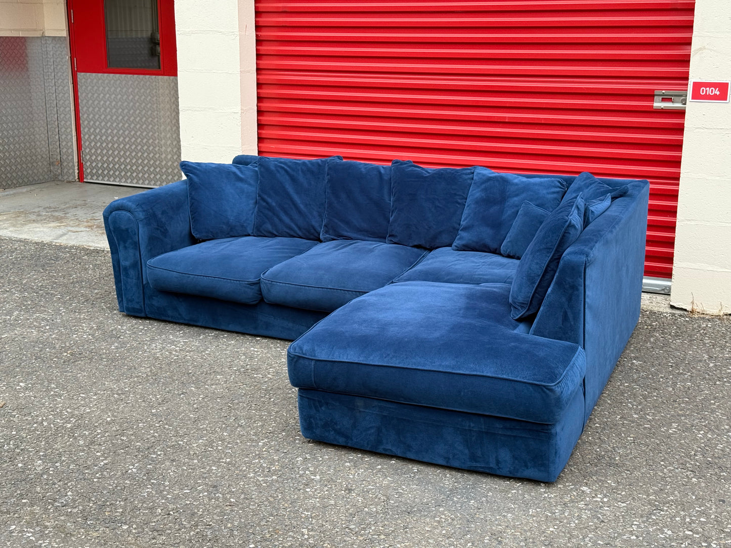 Blue Velvet Corner Sofa