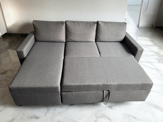 Grey L Shape Sofa Bed