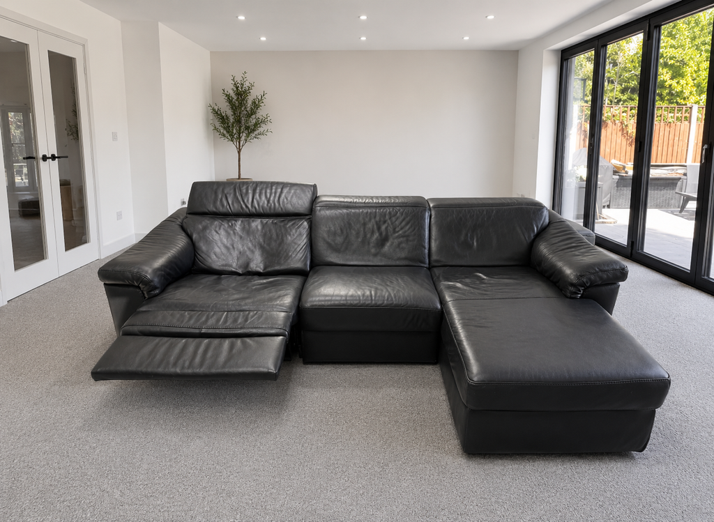 Natuzzi Leather Power Recliner Corner Sofa