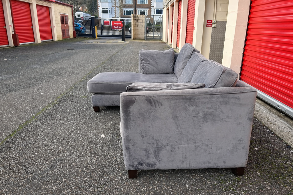 John Lewis Grey Velvet Corner Sofa