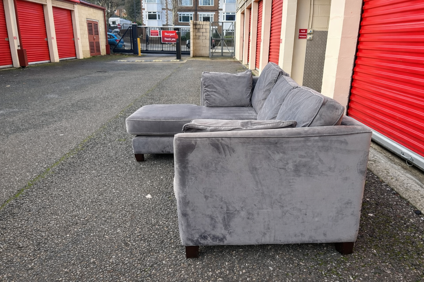 John Lewis Grey Velvet Corner Sofa