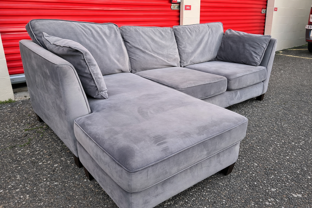 John Lewis Grey Velvet Corner Sofa