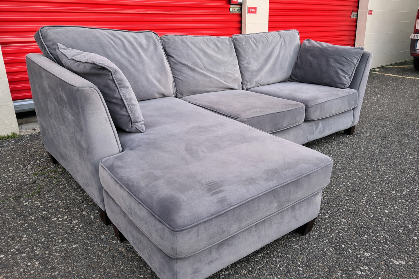 John Lewis Grey Velvet Corner Sofa