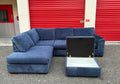 Blue DFS Orka Corner Sofa & Ottoman Stool