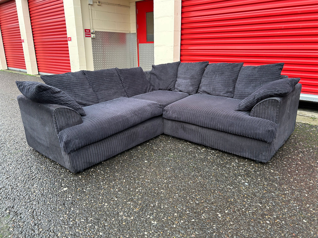 Navy Blue Cord Corner Sofa