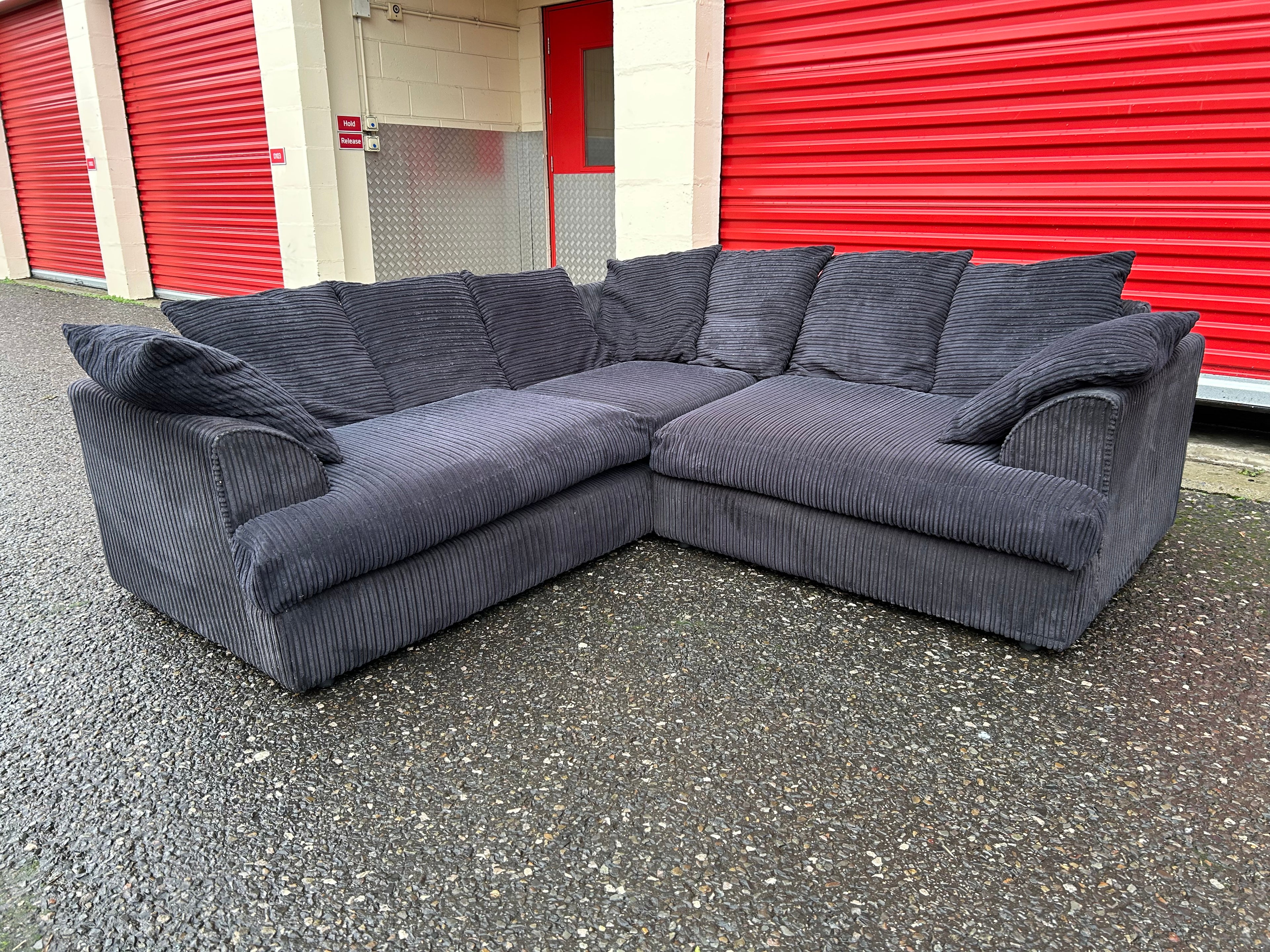 Navy Blue Cord Corner Sofa