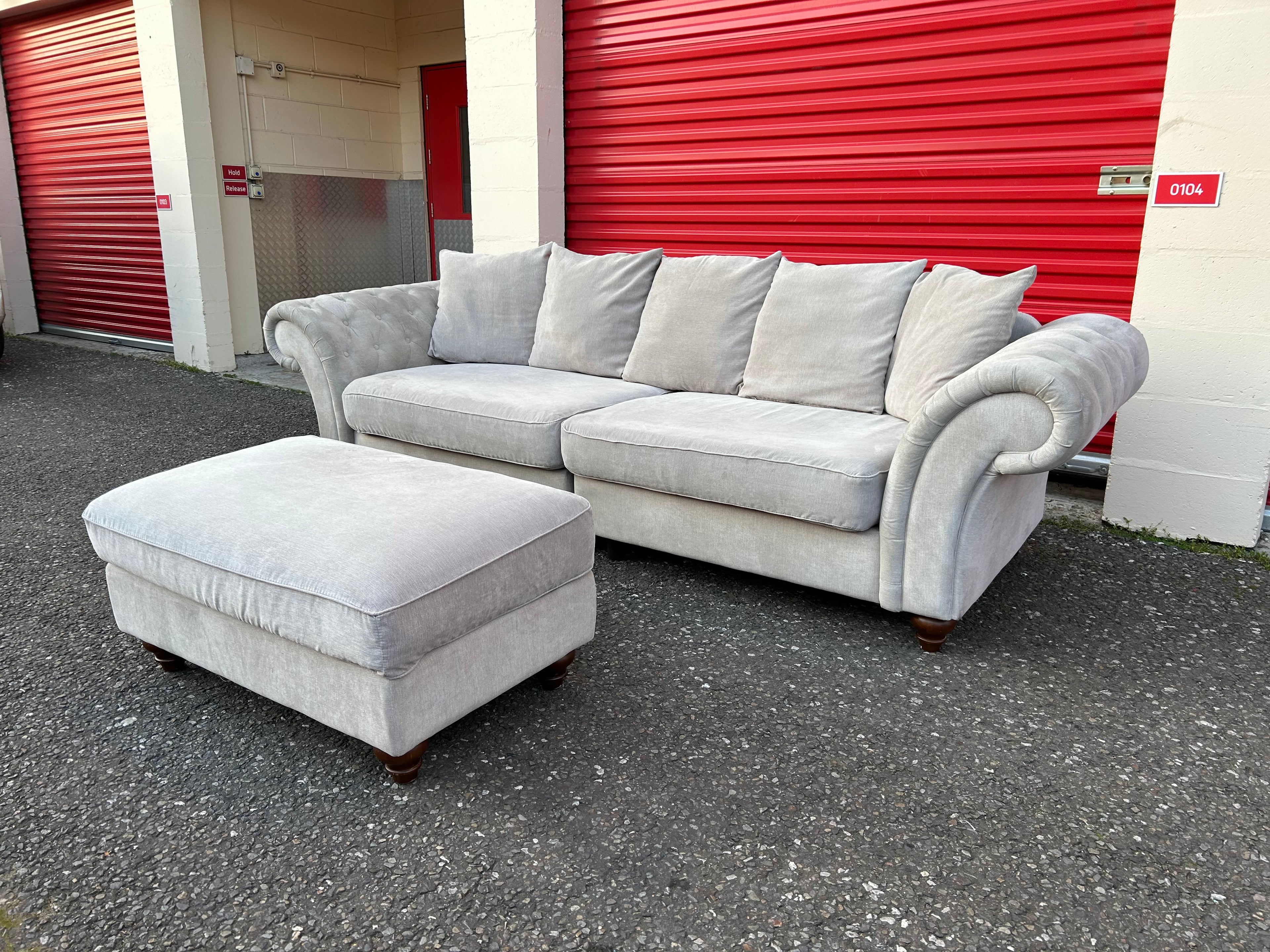 Next Chesterfield 4 Seater Sofa & Foot Stool