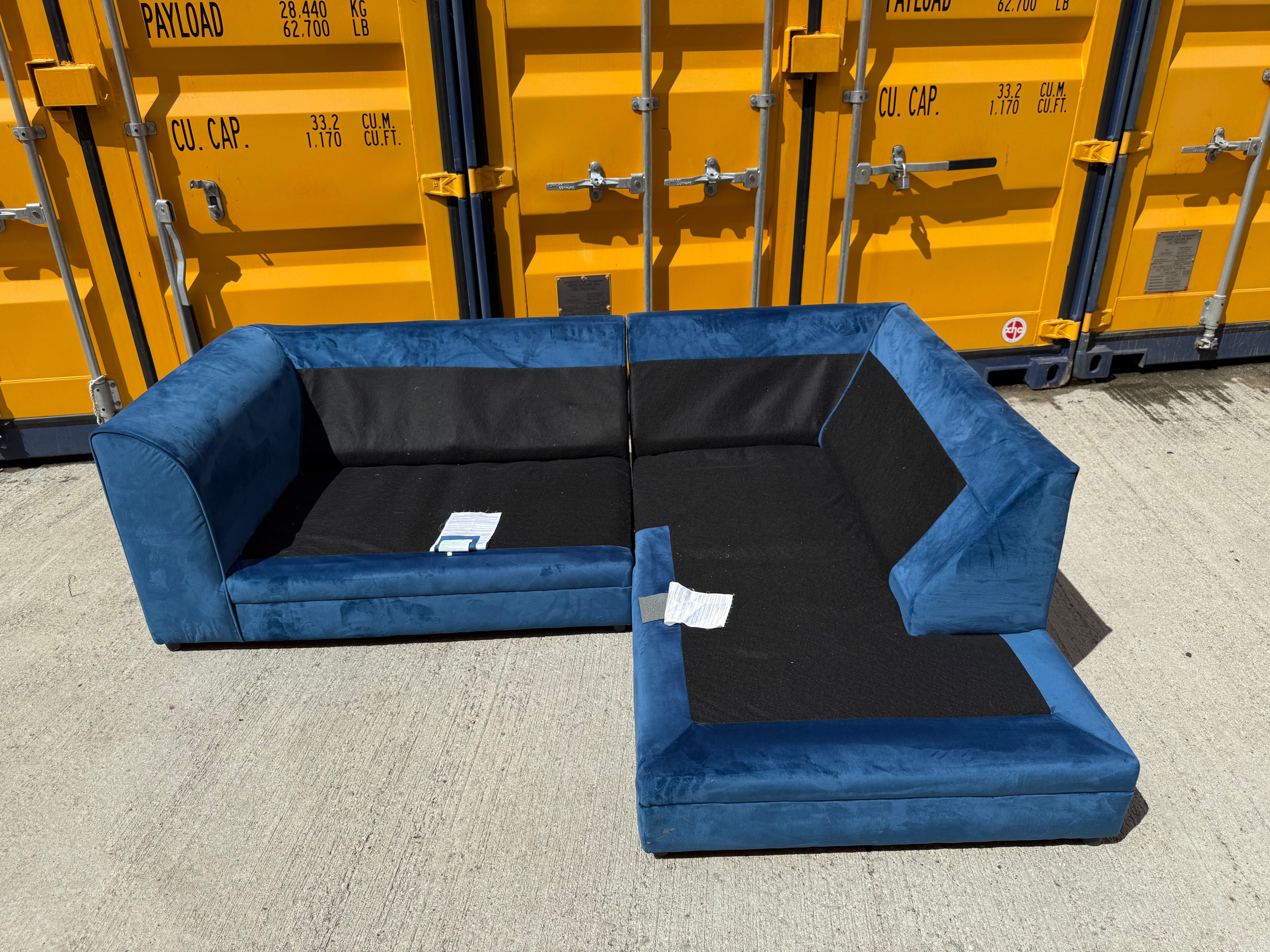 Blue Velvet Corner Sofa