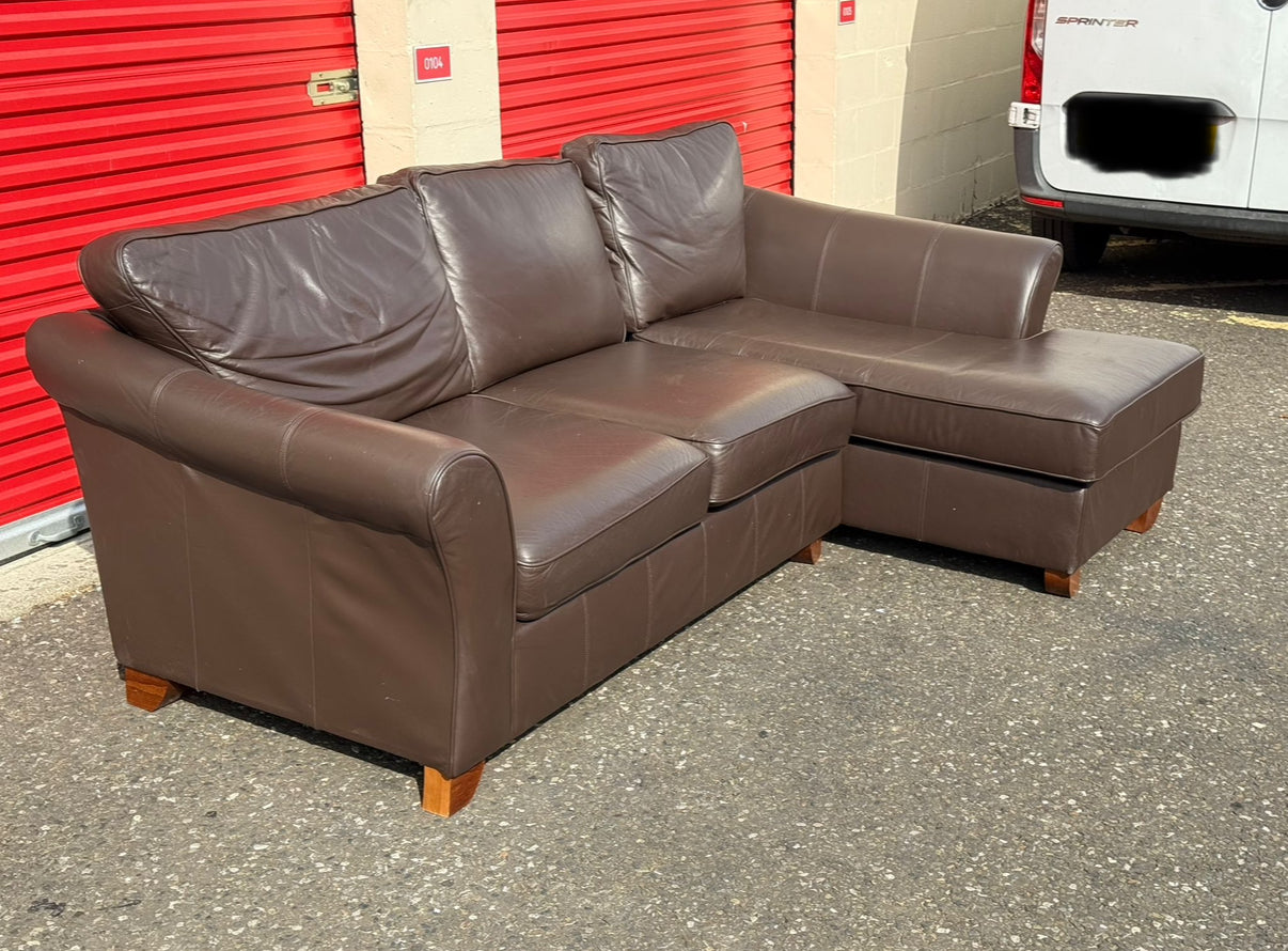 Brown John Lewis Leather Corner Sofa