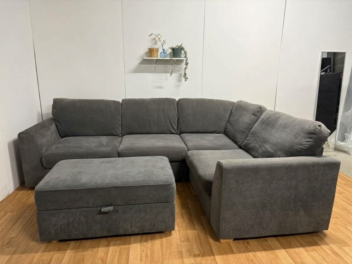 Grey DFS Orka Corner Sofa & Footstool