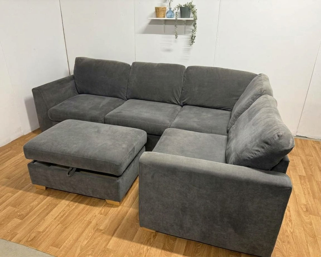 Grey DFS Orka Corner Sofa & Footstool