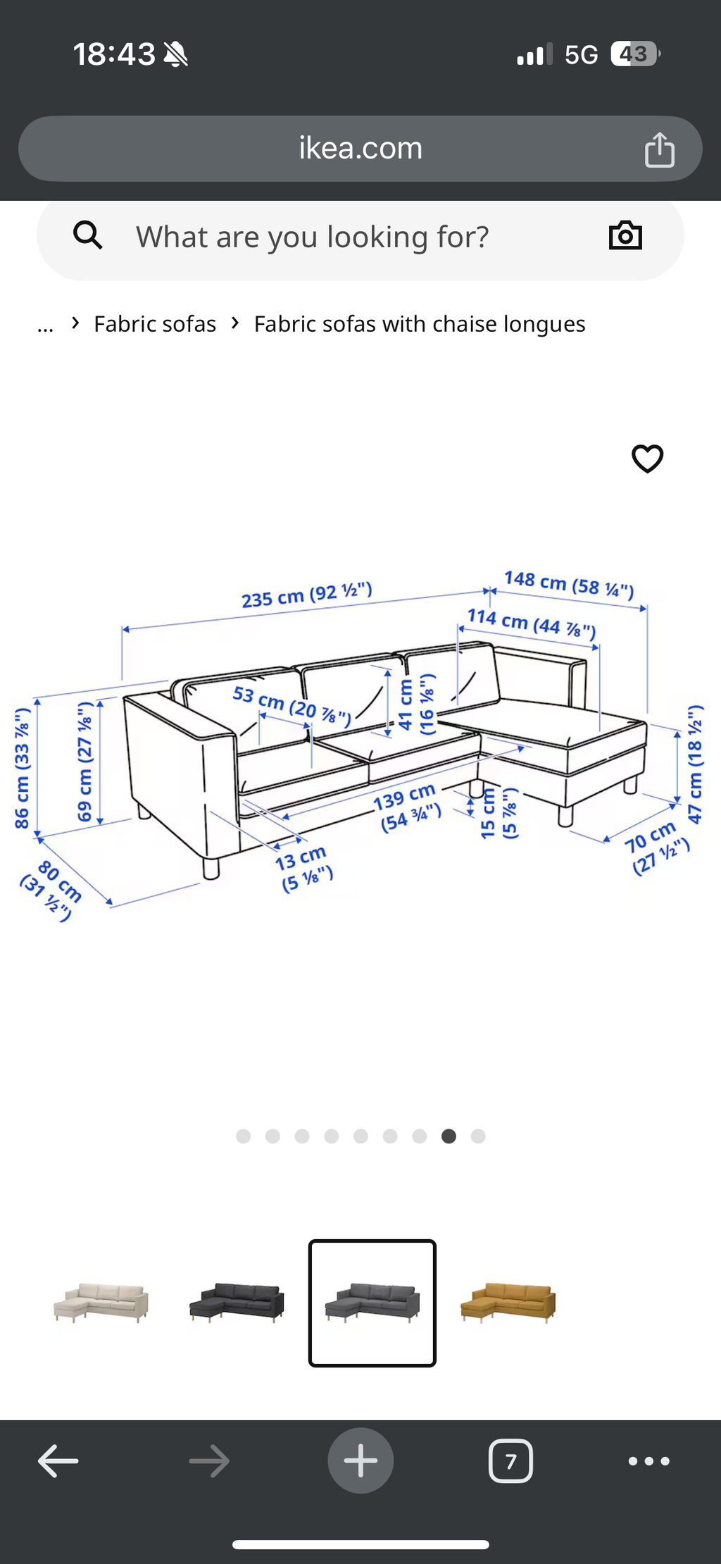 Grey IKEA L Shape Sofa