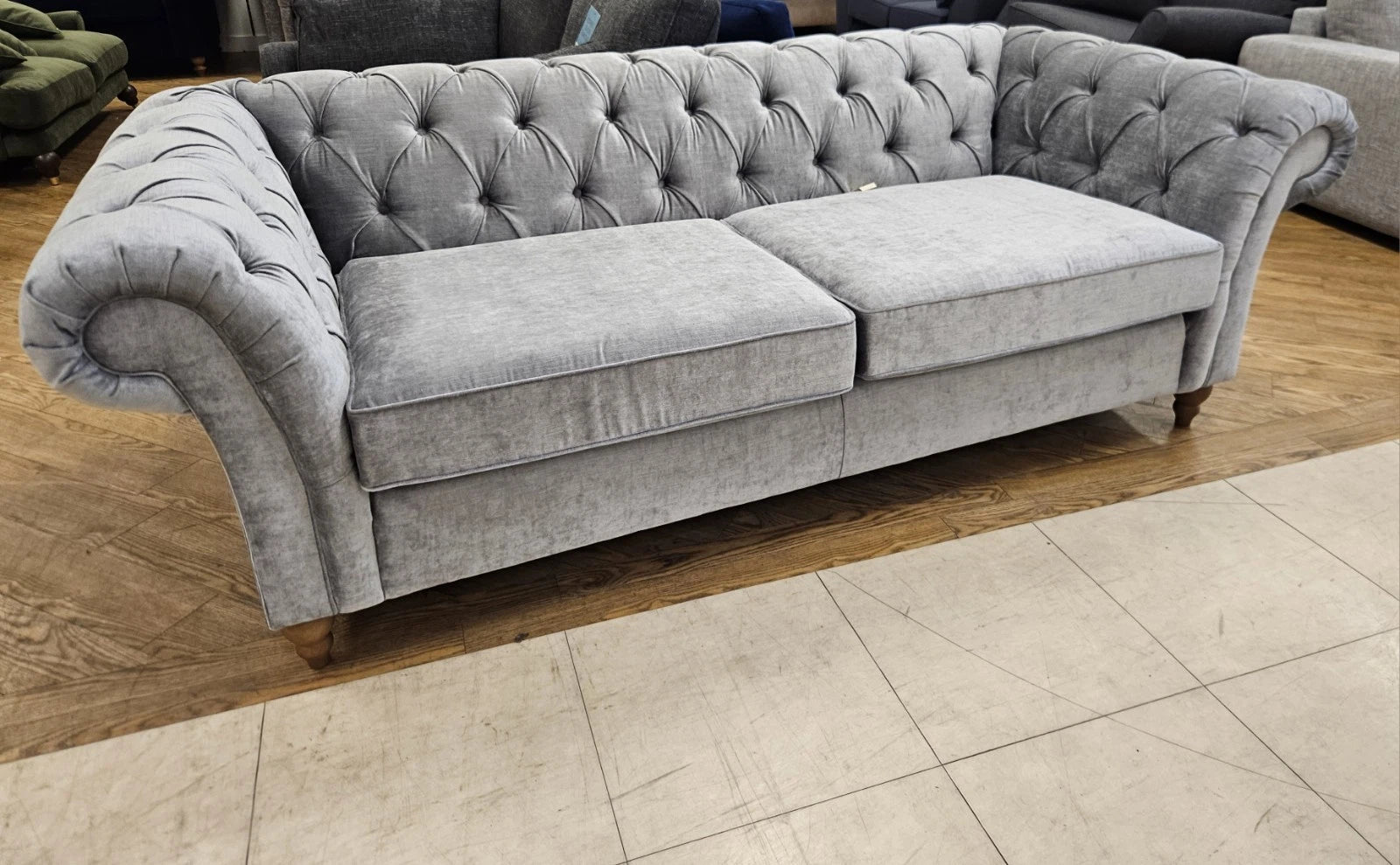 Next Gosford Antique Velvet Light Grey 3 Seater Sofa RRP £1650