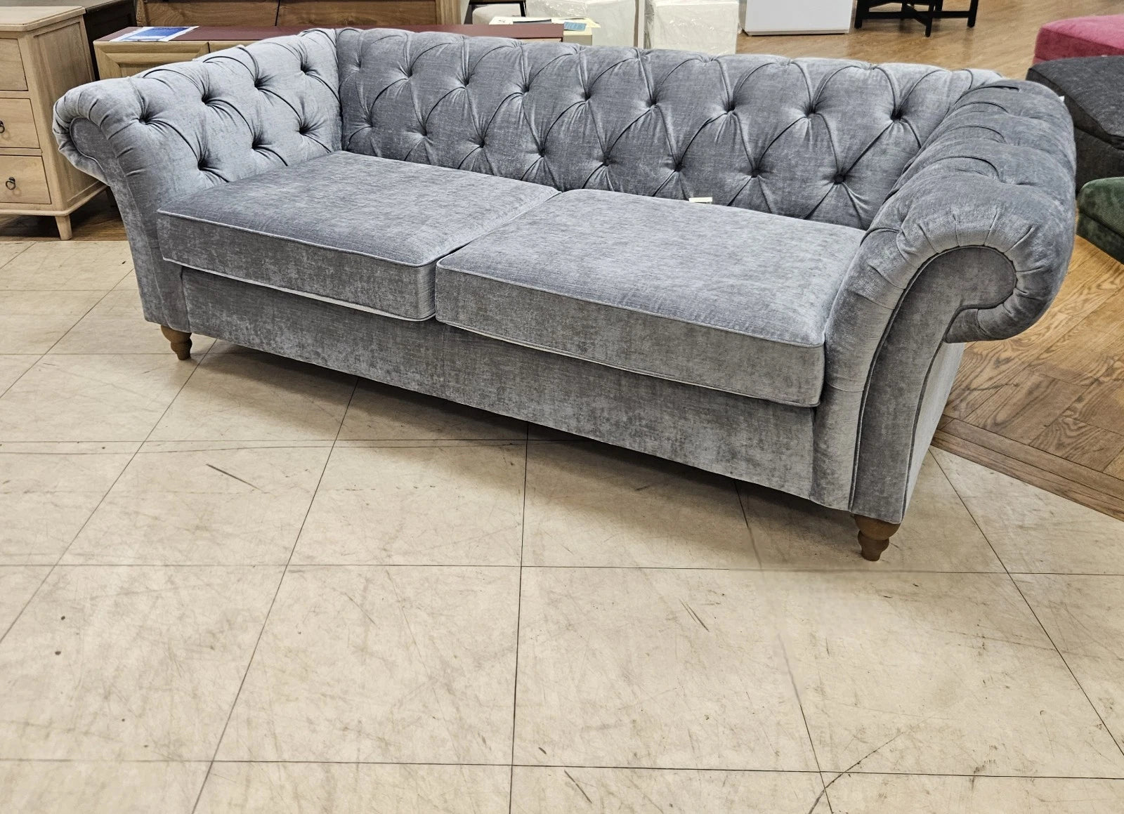 Next Gosford Antique Velvet Light Grey 3 Seater Sofa RRP £1650