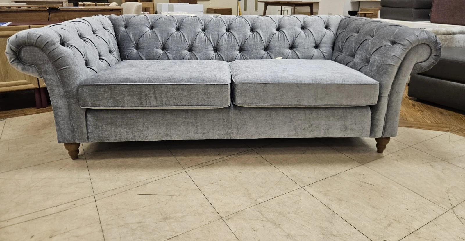 Next Gosford Antique Velvet Light Grey 3 Seater Sofa RRP £1650